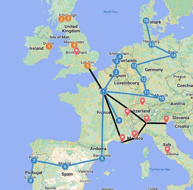 🗺 歐洲旅程地圖