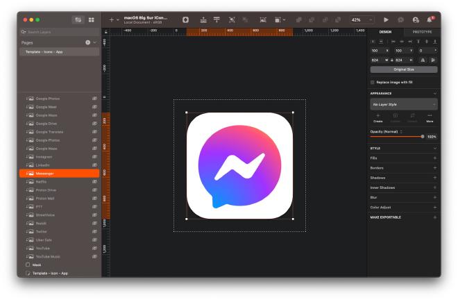 Messenger Icon 在 Sketch 中編輯