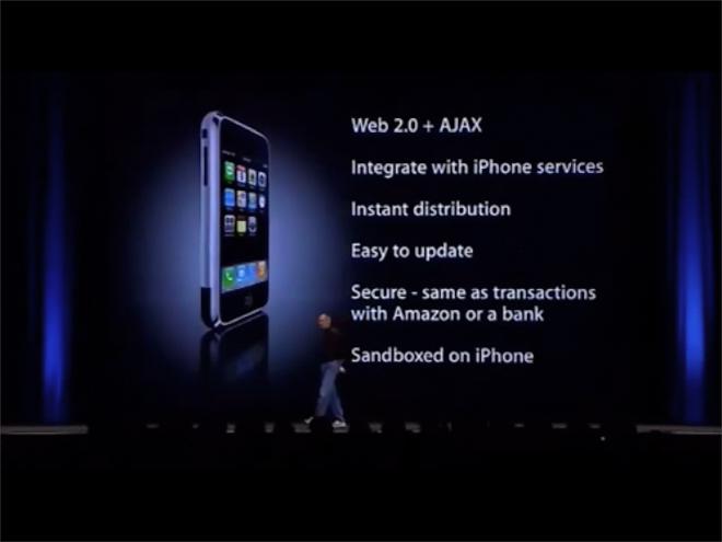 賈伯斯在 WWDC 2007 宣布 iPhone 支援 Web Apps