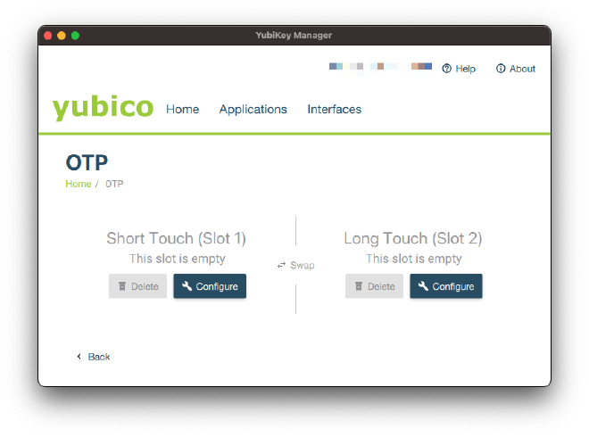Yubikey Manager OTP 截圖